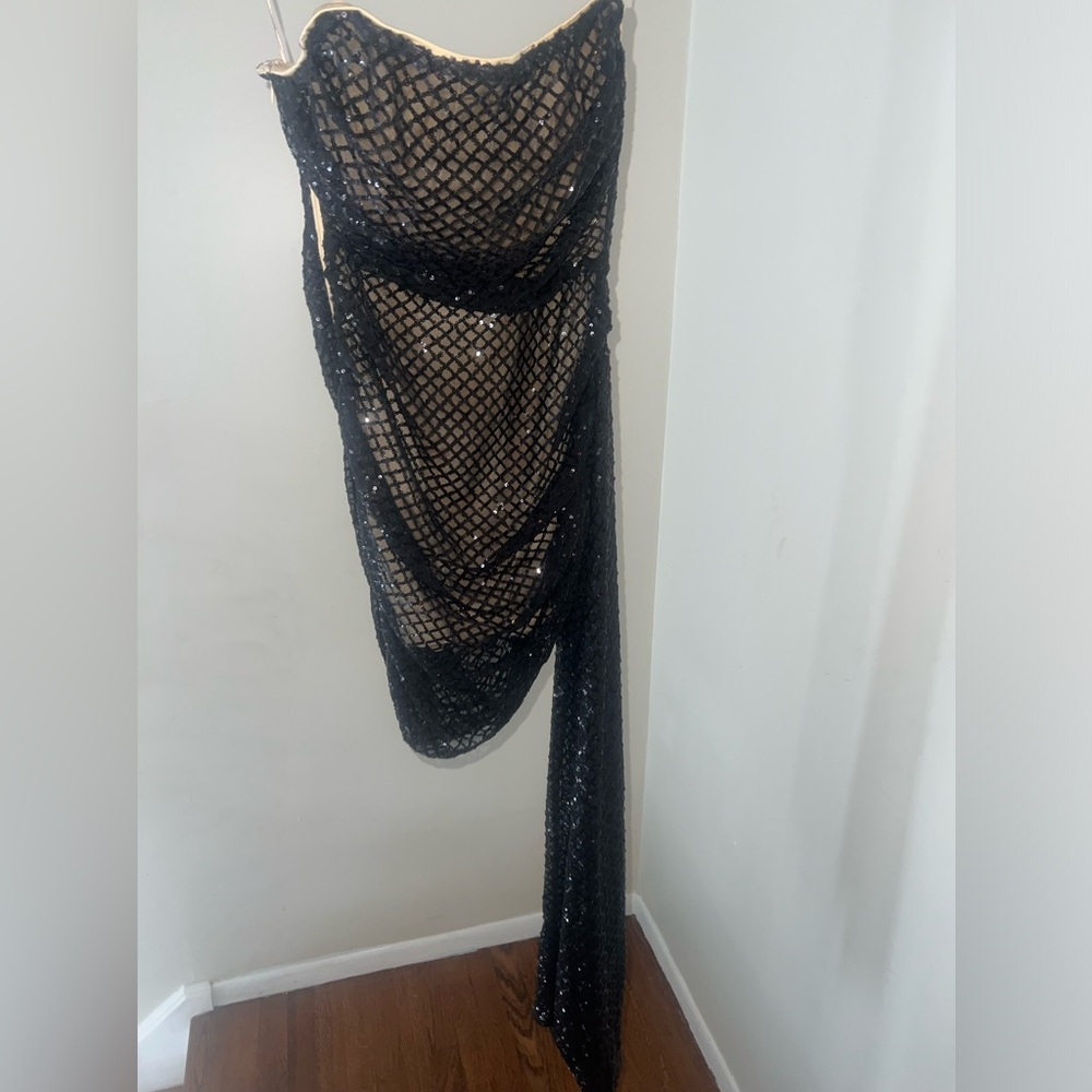 Black Fashion Nova Draped Sequin Mini